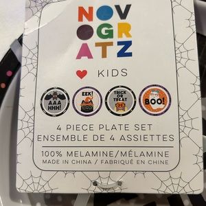 4 piece set melamine Halloween kid or appetizer plates- 2 sets. Eight plates.